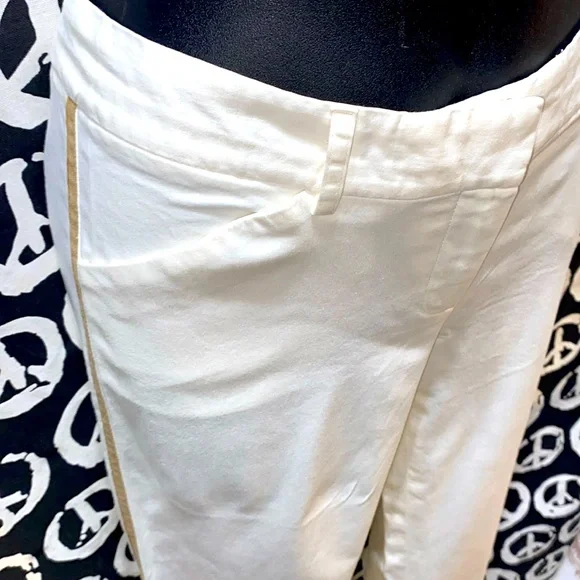 THEORY WHITE WIDE HEM COTTON/LYCRA PANTS SZ 4